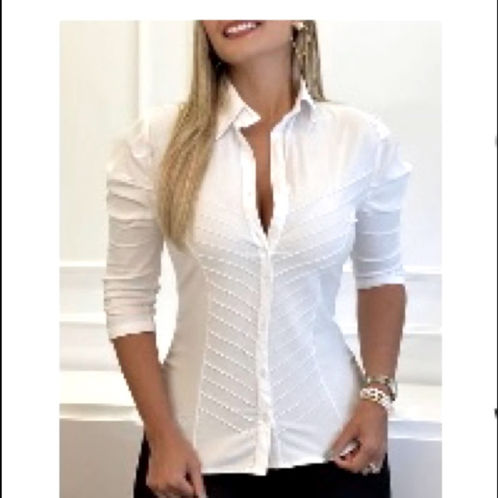 CHIC ME size XL puff sleeve white button up 🤍